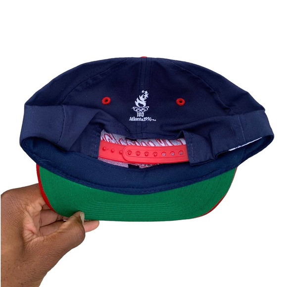 Vintage 90s Logo 7 Olympic Games Navy Red Snapback Hat Cap - Picture 3 of 7